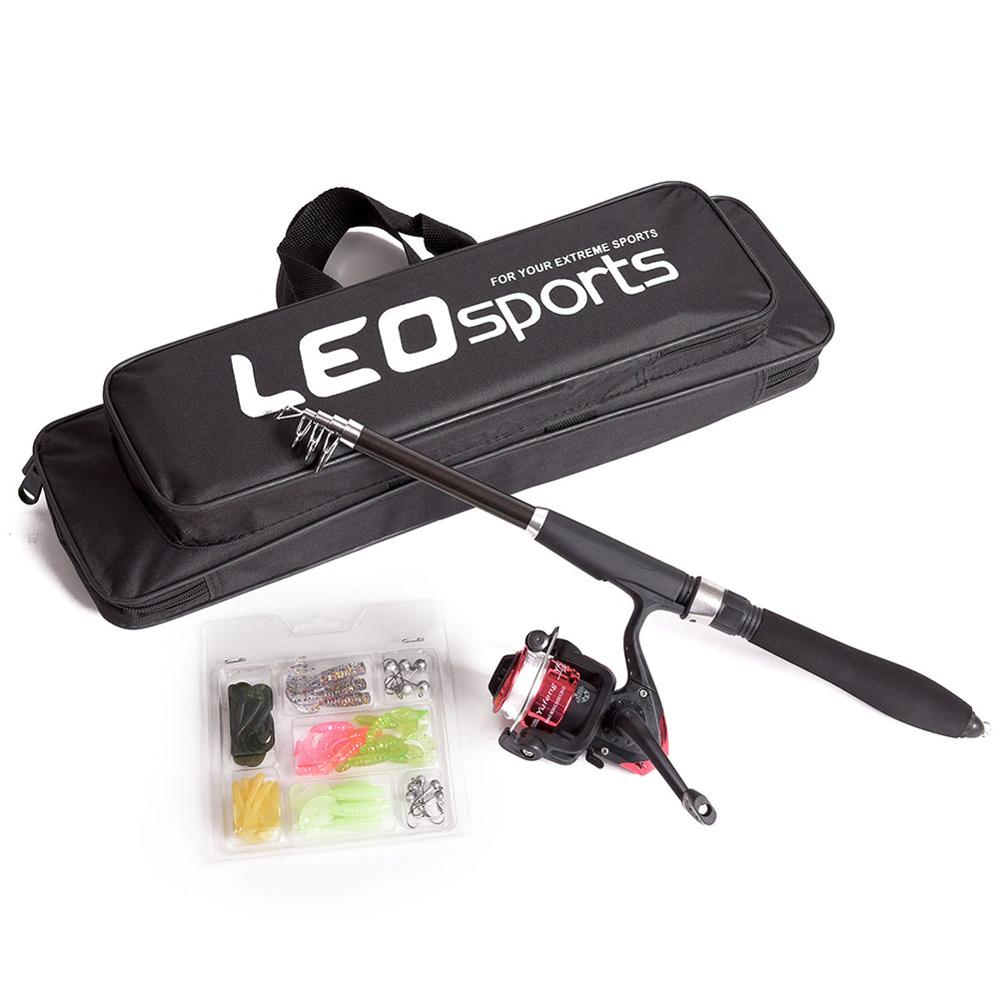 Fishing Gear Set Telescopic Fishing Rod Fishing Gear Bag Fish Line Wheel Lead Hook Spool Kit for Beginners