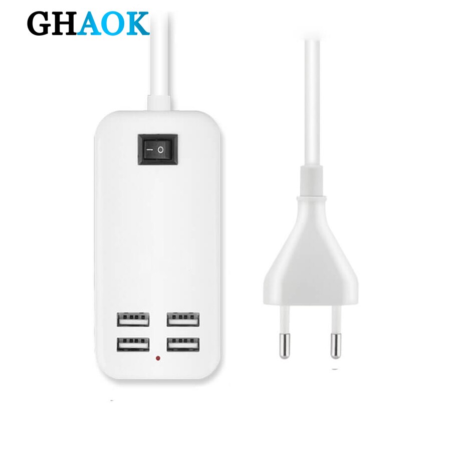GHAOK 4 ports USB chargeur Mini Station de charge intelligente 5V2. 1A * 4 Max sortie 15W chargeur de bureau pour chargeur de téléphone intelligent