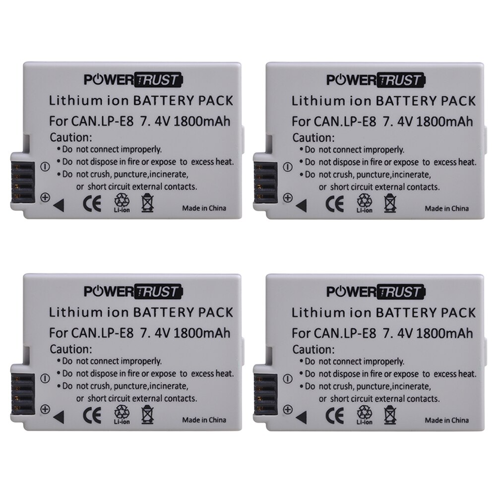 PowerTrust LP-E8 LPE8 LP E8 Batterie pour Appareil Photo Canon EOS 550D 600D 650D 700D baiser X4 X5 X6i X7i Rebelles T2i T3i T4i T5i: 4Battery