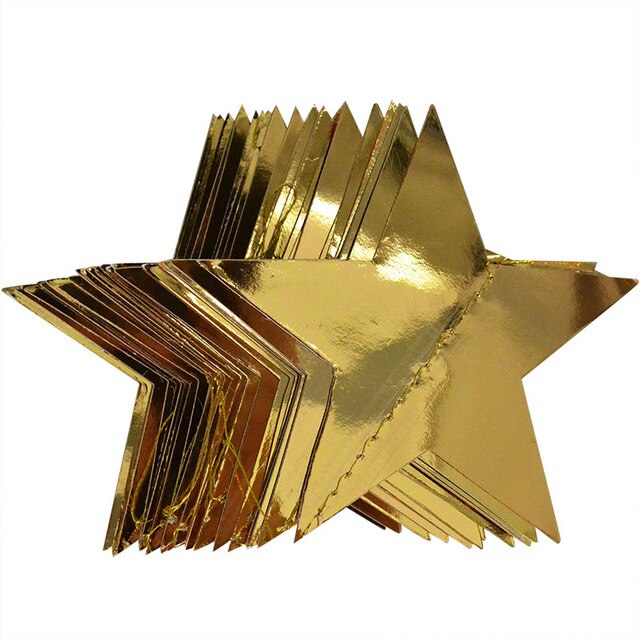 Tillykke med fødselsdagen banner glitter flag baby shower fødselsdagsfest dekorationer brev pige dreng fødselsdag forsyninger bunting krans flag: 4m guldstjerne