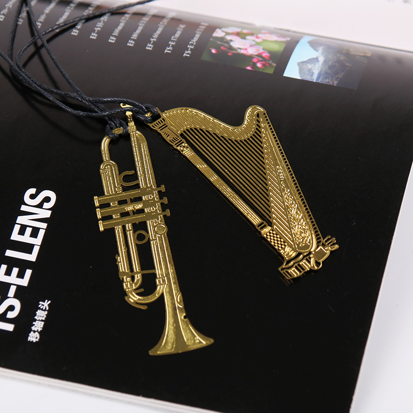 Marcapáginas de Metal Vintage, instrumentos musicales, Clip de papel para libro, notas, 6 tipos disponibles, 1 ud.