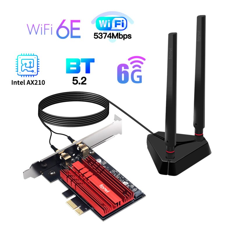 Fenvi Wi-Fi 6E Intel AX210 PCIe WiFi Adapter Dual Band 2,4G/5Ghz 3000Mbps 802,11 AX Bluetooth 5,2 wi-Fi 6 Karte Adapter Windows 10: FV-AXE3000Pro