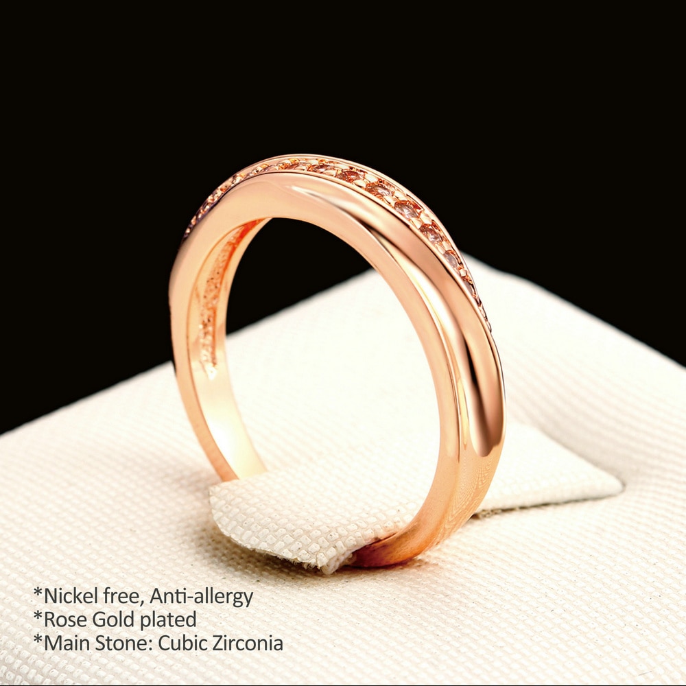 Dubbele Fair Unieke Zirconia Bruiloft/Engagement Ringen Voor Vrouwen Wit/Rose Goud Kleur Vrouwen Ring Klassieke sieraden DFR314
