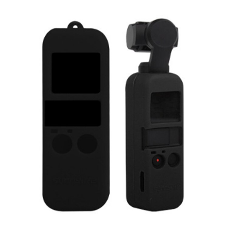 10 Colors DJI OSMO POCKET Protector Set Soft Silicone Case Cover with Neck/Wrist Strap Lanyard for Osmo Pocket Handheld Gimbal: Black