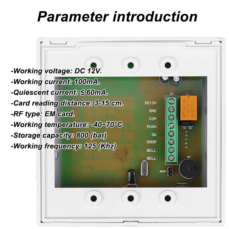 RFID Code Lock with Fingerprint Access Control Swipe Access System Key Set 125KHz for Home Office Security