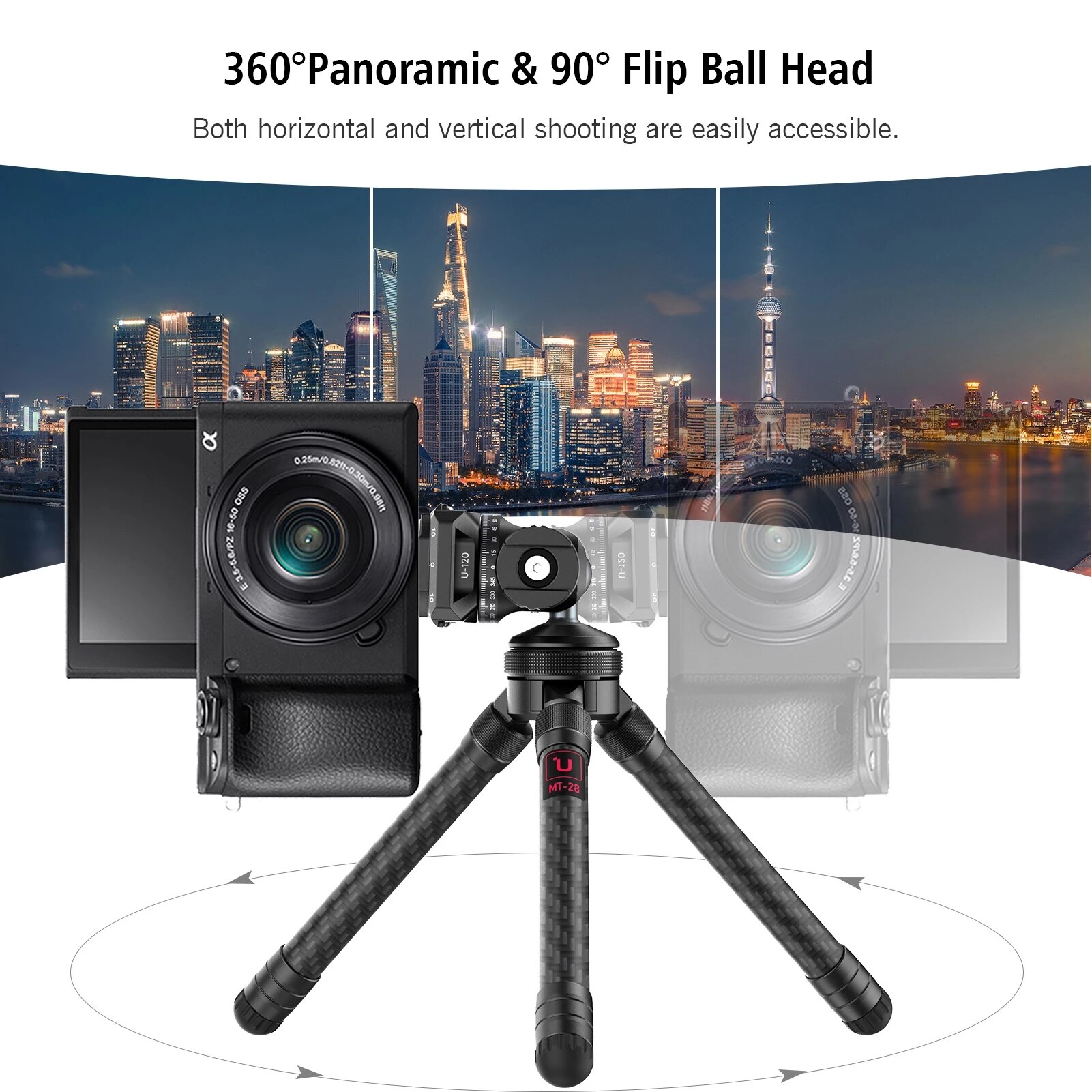 Ulanzi U-120 Ball Head Tripod Mount with Cold Shoe Acra Swiss Quick Release Plate 1/4" Interface for DSLR SLR Camcorder Camera