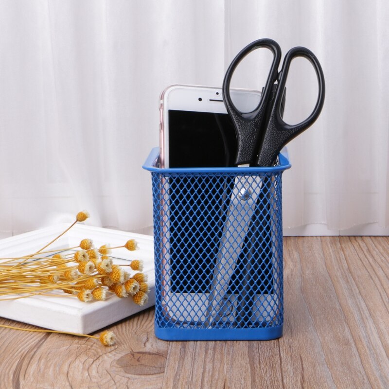 Rectangular Mesh Style Metal Pencil Holder Organizer Desk Pen Containers