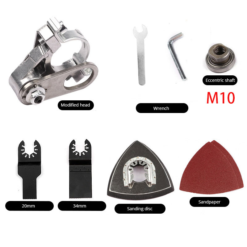 Angle Grinder Modified Oscillating Tool，Renovator Saw Slotting Machine Multifunction Power Woodworking Tool With Trimmer Blades: Eccentric shaft M10