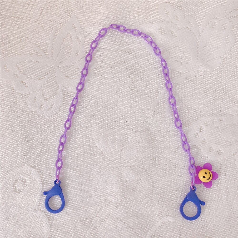 Cute Colorful Smily Anti-lost Face Cover Lanyard Adjustable Mask Chain for Women Neck Chain Glasses Strap Necklace Strap Holder