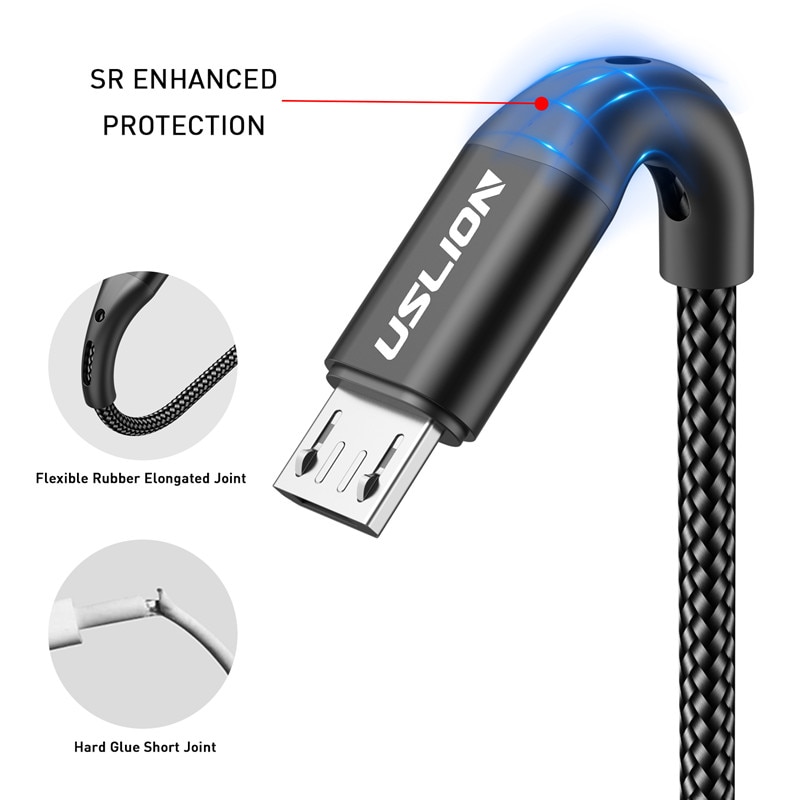 USLION 3m Micro USB câble Android pour Xiaomi Redmi Note 5 Pro téléphone 3A charge rapide pour Samsung S7 Micro chargeur câble de données