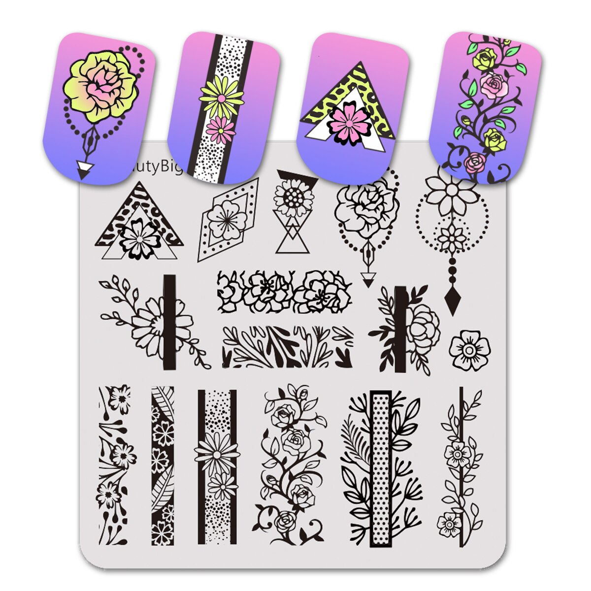 BeautyBigBang 6CM Nail Stamping Plates Striped Cute Cat Image Stainless Steel Template Nail Art Stamp Plate 041: 35