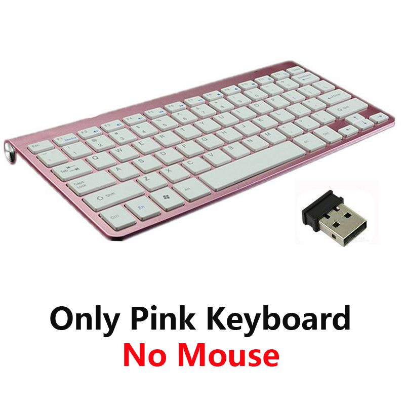 Trådløst tastatur 2.4g mus mini multimedia tastatur mus kombinasjonssett for stasjonær pc bærbar pc mac notebook smart kontorrekvisita: Bare rosa tastatur