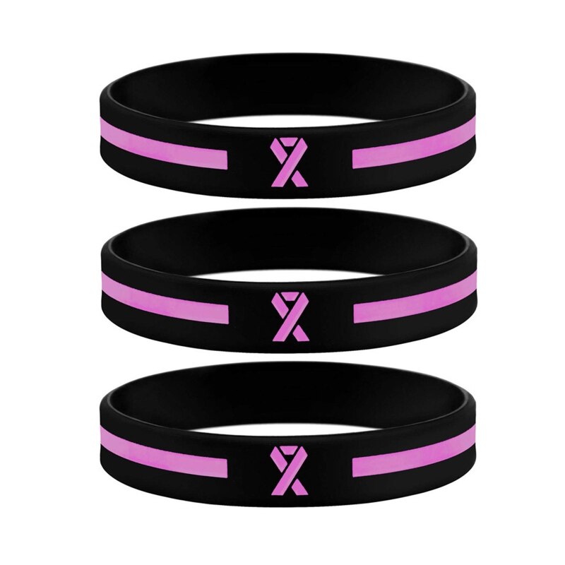 Borstkanker Bewustzijn Lint Siliconen Armband Mentale Gezondheid Awareness Armband Multicolor Lint Polsband Voor Vrouwen