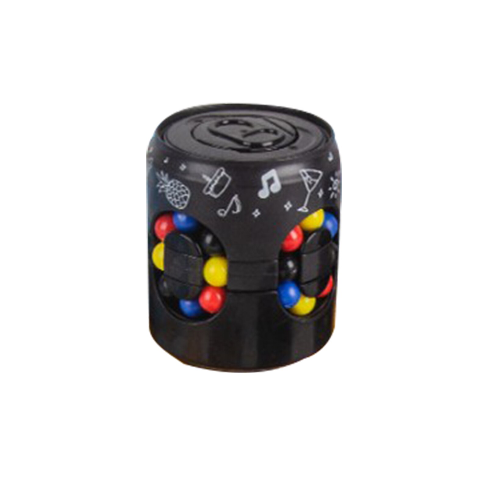 Can Cube Top Magic Colorful Beans Finger Spinning Relieves Stress Decompression Tool For Children And Adults: black