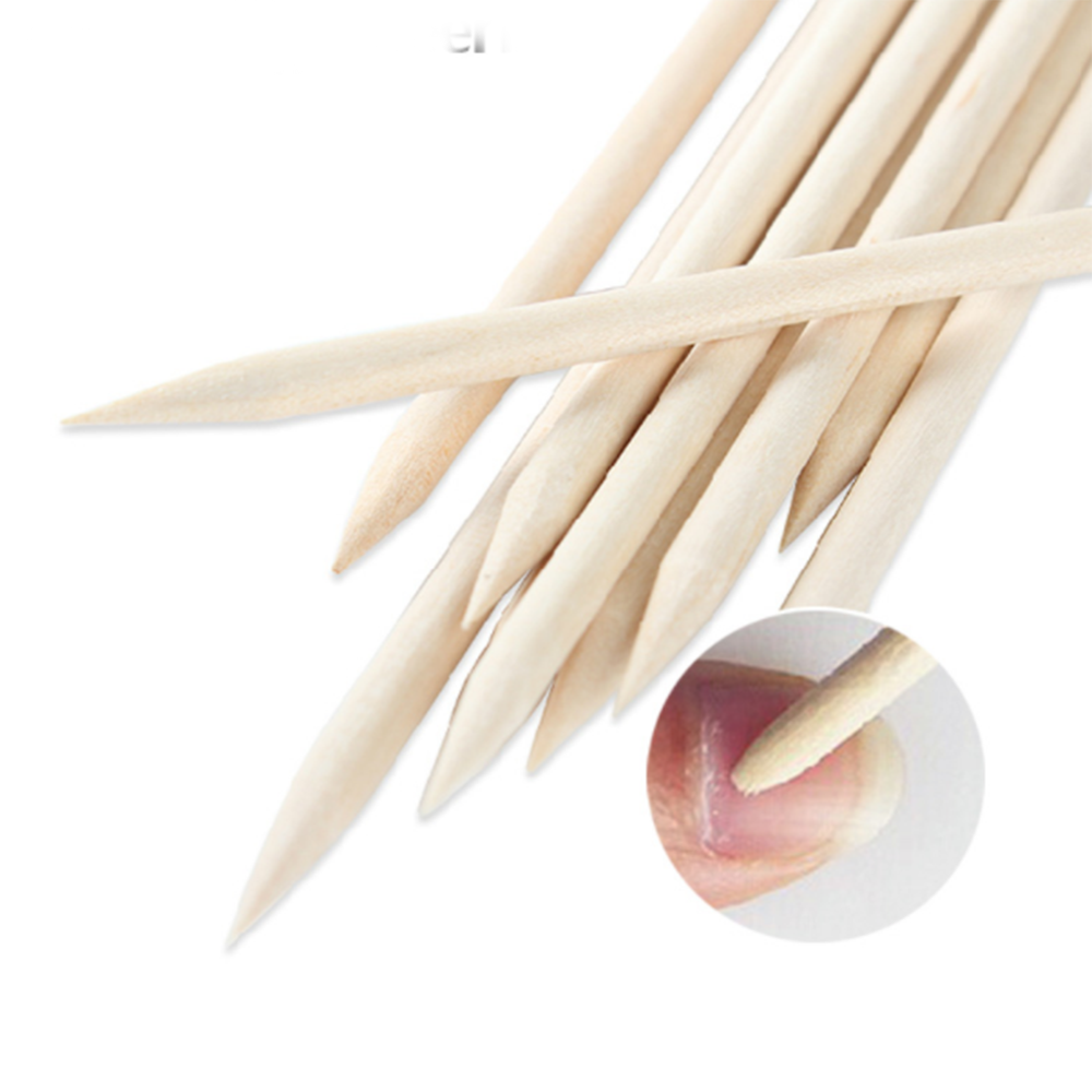 Bastón de madera Nail Art para mujer, cutícula y piel muerta, Palito para manicura, limas, equipo de punteo de uñas, 100 Uds.