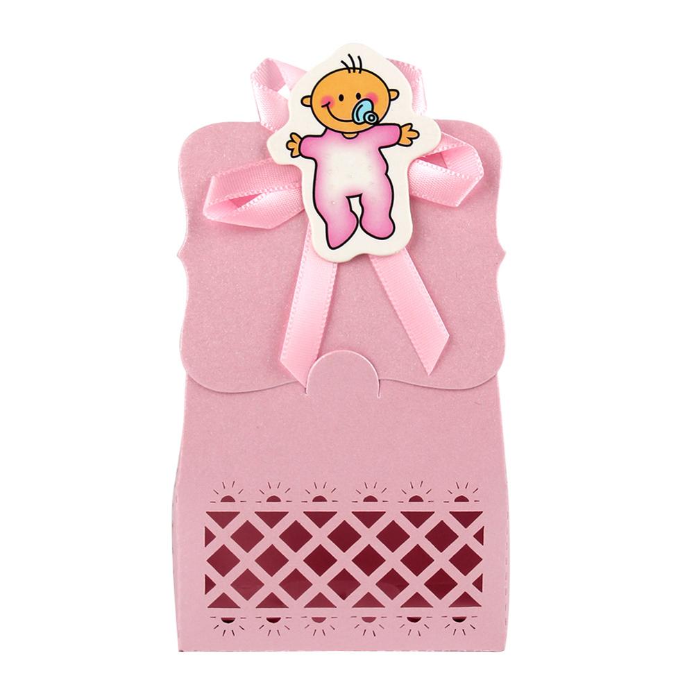 Lot De 12 Bonbonnières Naissance Baptême En Bambou Rose - Boîtes à Dragées Pour Petite Fille