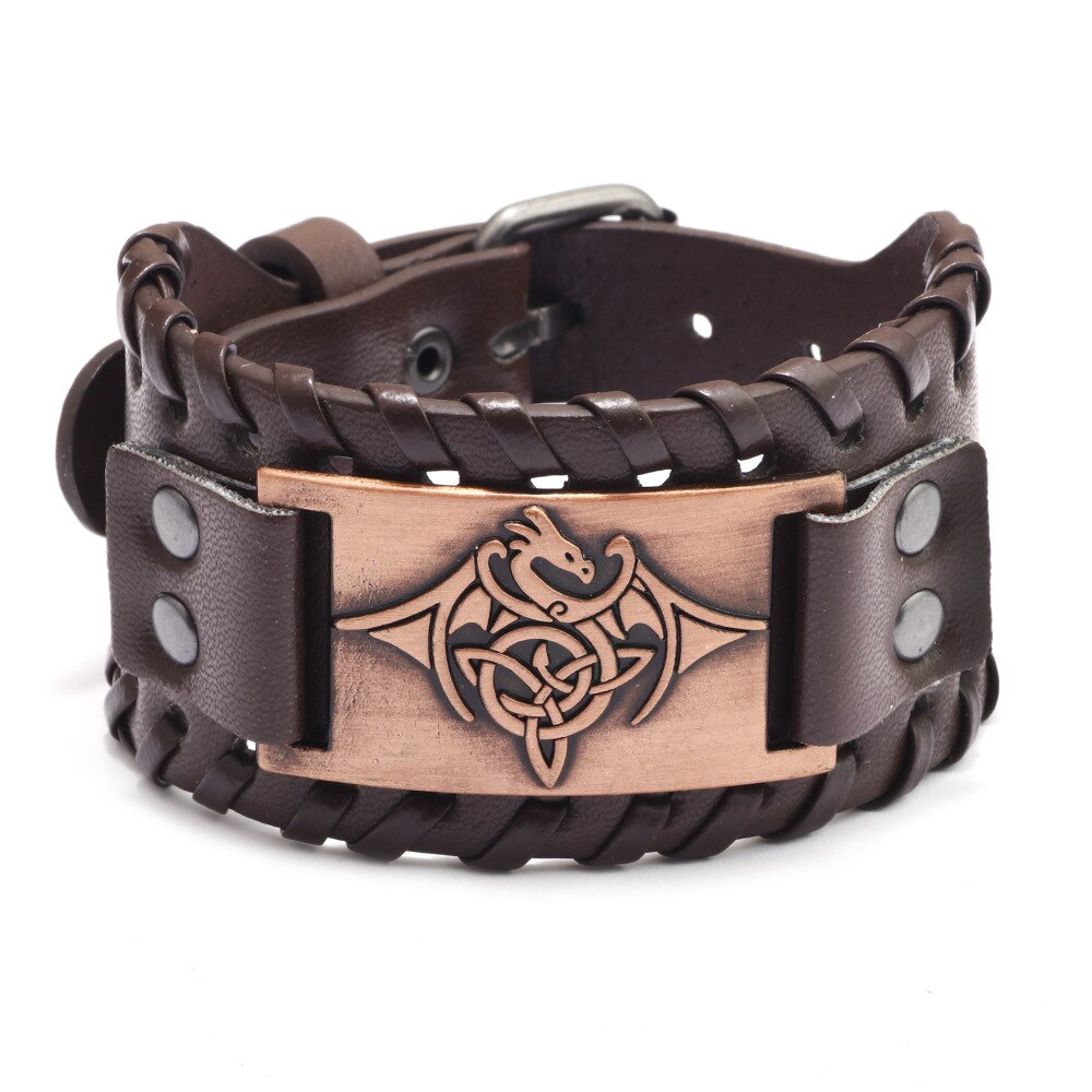 2021 toten design nórdico viking odin bússola pulseira para homem mão-tecido ampla pulseira de couro ajustável pulseiras punk jóias: SGF1054-A