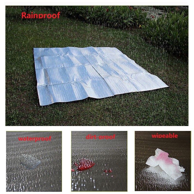 Alfombra impermeable ultraligera portátil para acampar, manta de pícnic plegable para exteriores, carpa, colchón para dormir, estera de suelo de espuma de aluminio