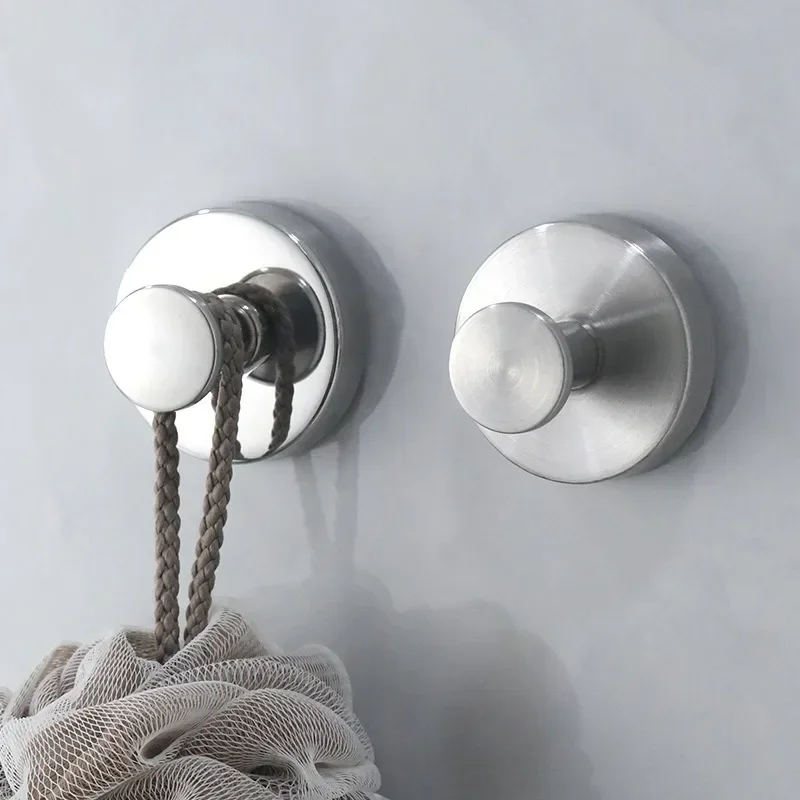 Ganchos de ventosa de acero inoxidable, gancho montado en la pared sin perforaciones, soporte para colgar toallas, ventosa de vacío para baño y cocina, 6/1 ud.