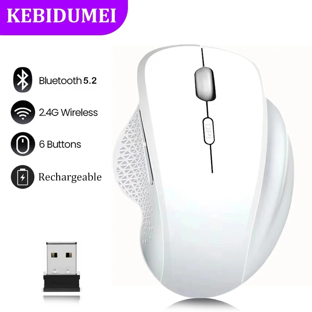 Dual-Mode 2.4G Wireless Mouse Bluetooth 5.2 Mouse Rechargeable Mouse Game Mouse 1600DPI For Laptop Tablet Computer Windows MacOS: DARKNESS