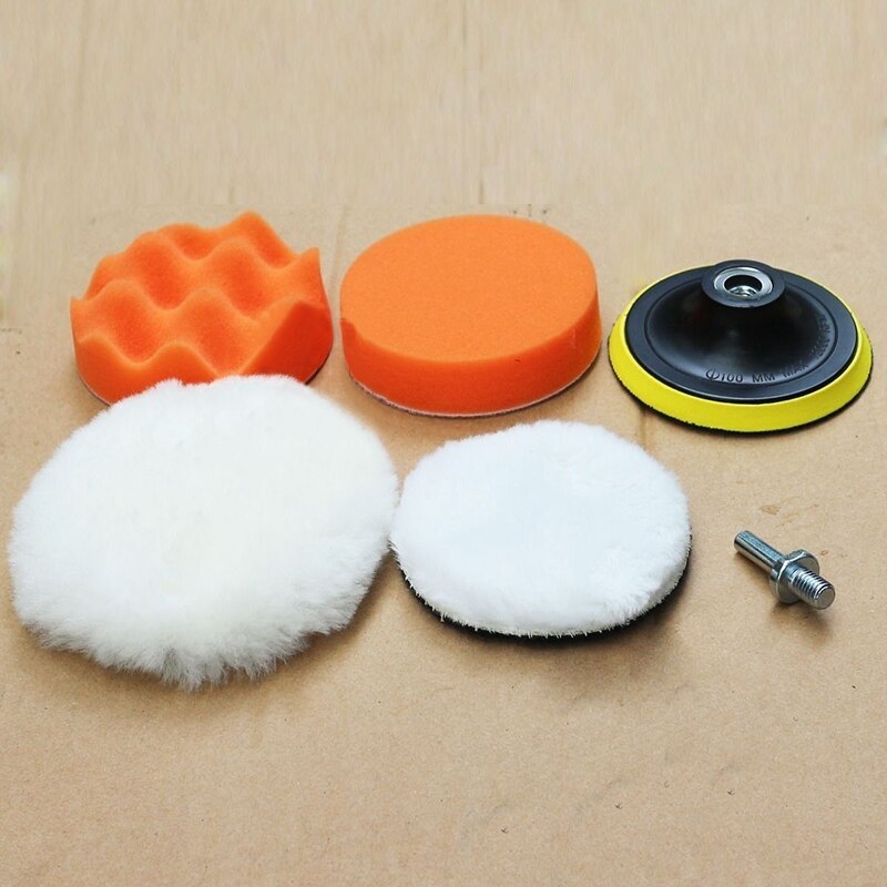 125mm voiture polisseuse Orange éponge tampon roue Kit support plaque 10mm tige adaptateur universel