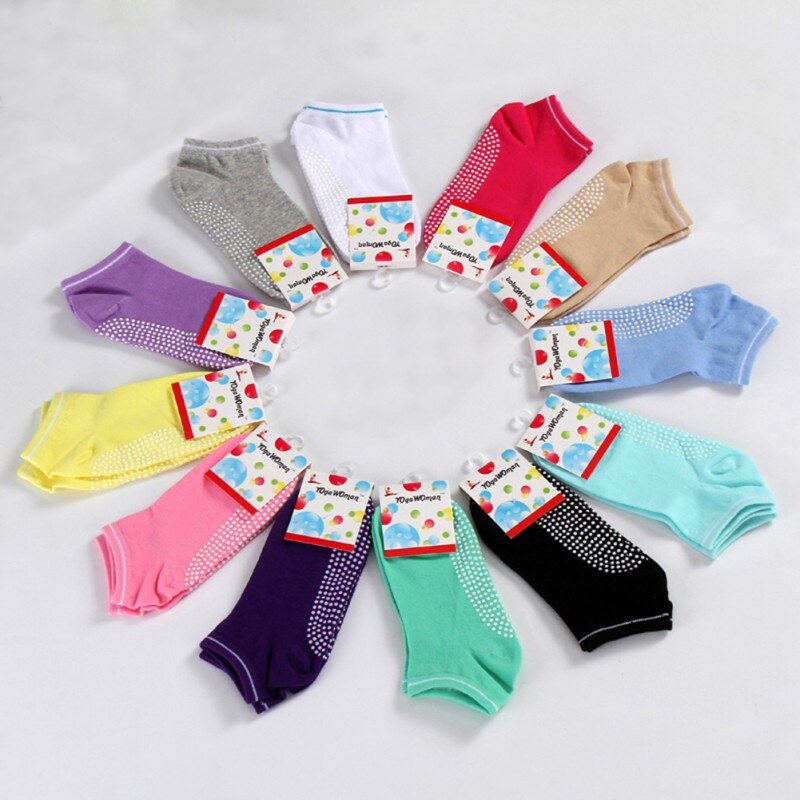 Women Fitness Cotton Socks Slipper Breath Non Slip Massage Pilates Socks Colors