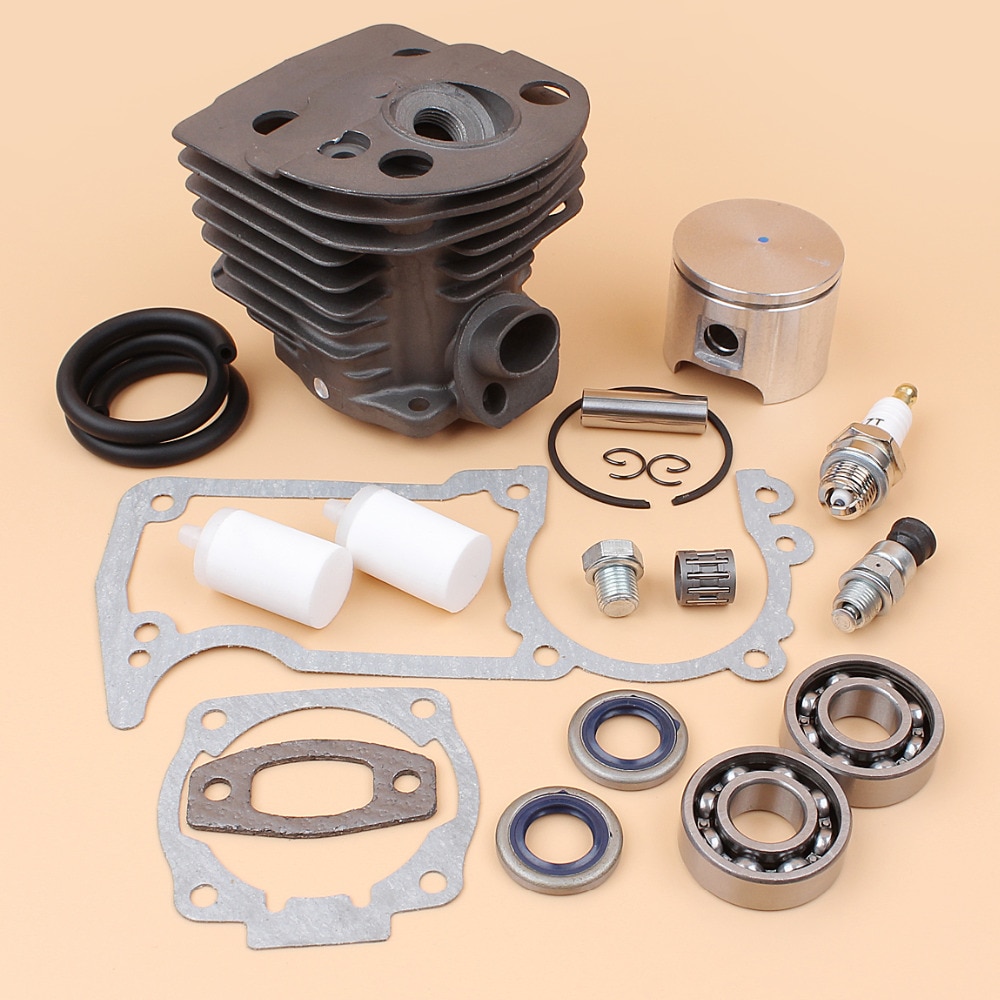 46mm nikasil cilindro pistão manivela rolamento kit junta para husqvarna 51 55 55 peças de motosserra fazendeiro com válvula de descompressão