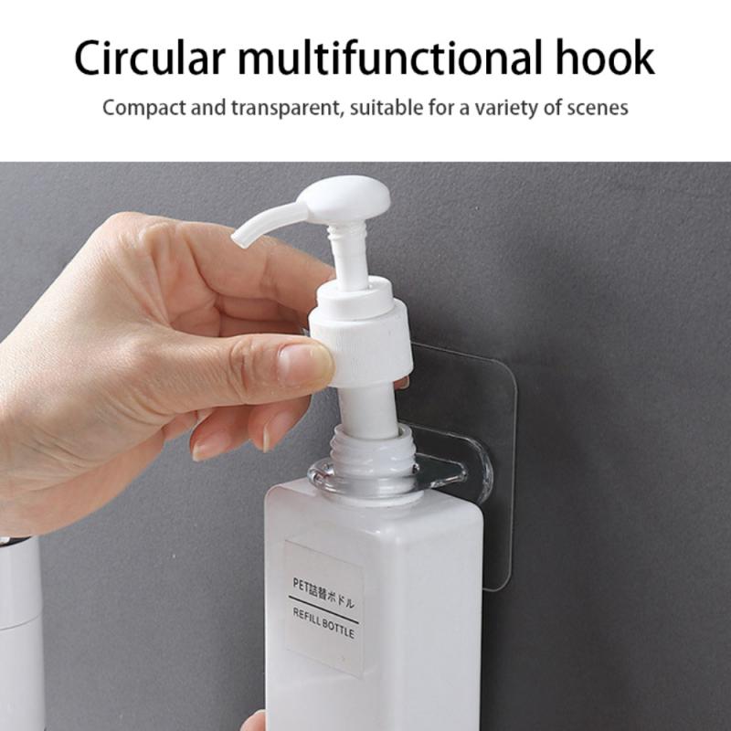 Wall Mounted Self-Adhesive Shampoo Bottle Shelf Liquid Soap Shower Gel Organizer Hook Holder Shelves Hanger Bathroom Accessories