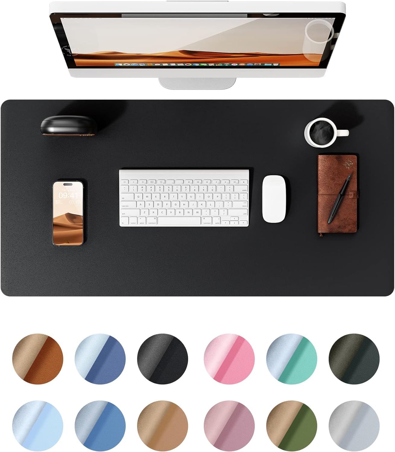 Leather Desk Mat, Large Office Desk Pad, Computer Desk Mat, Laptop Mat for Desk, Desk Protecor Mat, Desktop Mat, Desk Cover Mat: 80x40 cm / black