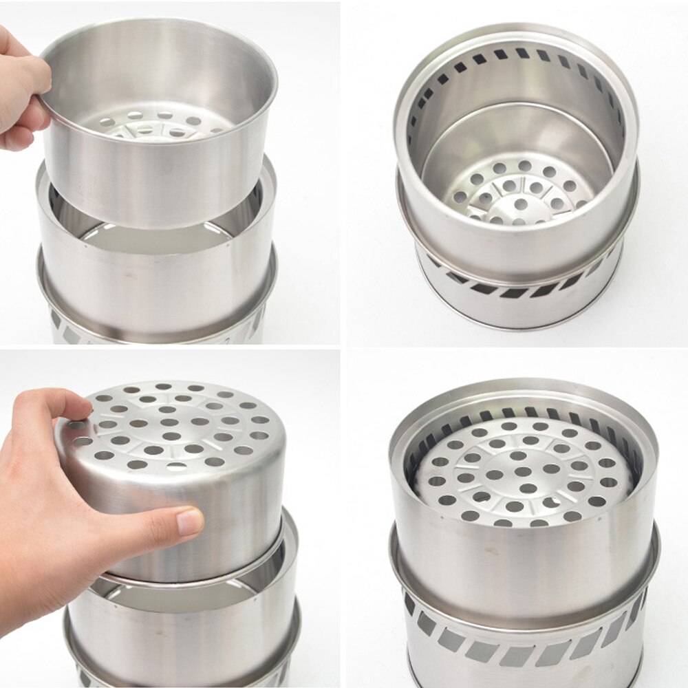 310*200MM Large Camping Wood Stove Split Portable Gas Stainless Steel Gas Firewood Burner Backpacking Furnace camping equipment