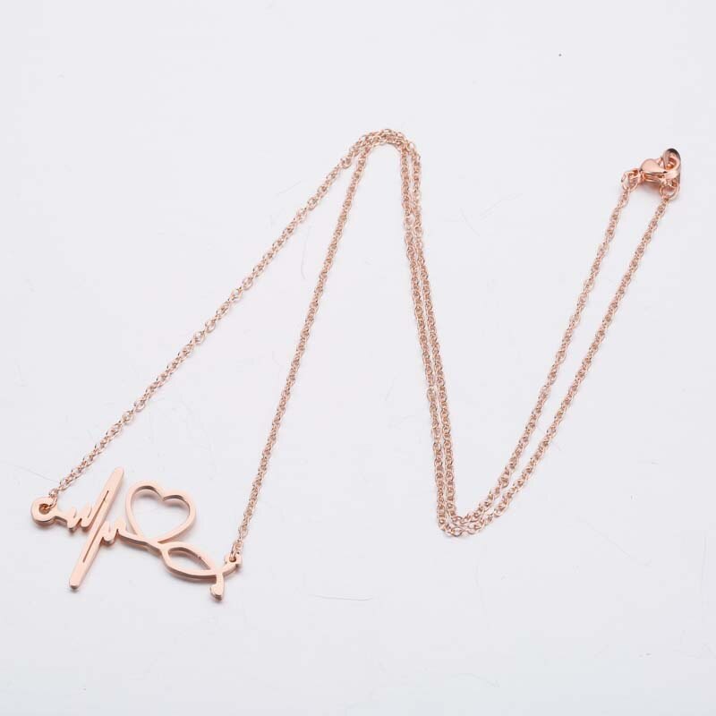 Collar de acero inoxidable con latido del corazón para mujer, joyería con cardiograma de amor, ECG, de médico y enfermera, ,