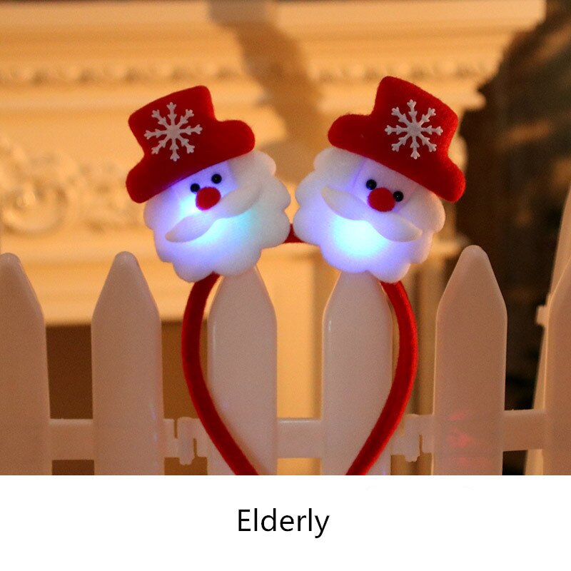 Xmas Toy Red Double Head Novelty Toy Christmas Santa Reindeer Snowman Bear LED Light Headband Hair Christmas For Children: Type 4