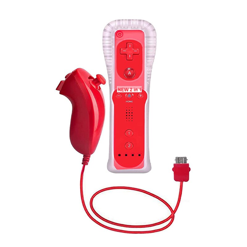 2 in 1 per Nintendo Wii Motion Plus telecomando Wireless per Nintendo Wii Nunchuck telecomando Joystick Joypad: 1 set Red