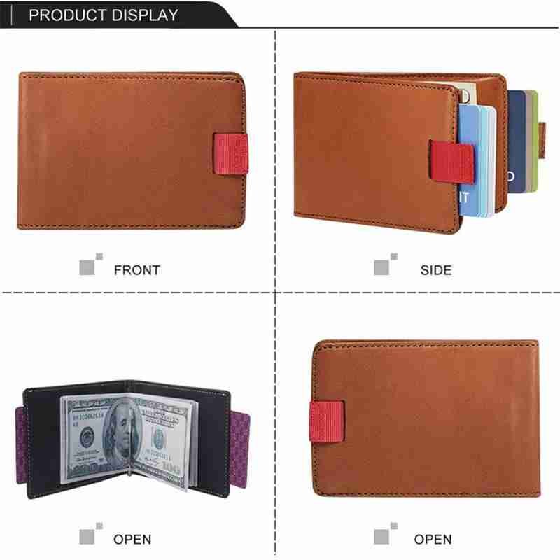 Usd Clip Leather Pull Wallet Usd Clip Card Holder Pull-out Elastic Band Card Bag Pu Leather Female Mini Wallet With Card Holder