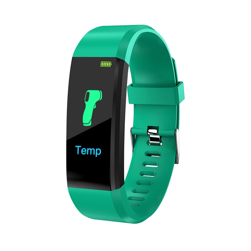 Portable Bluetooth Fitness Sports Bracelet Smart Bracelet Body Temperature Heart Rate Blood Pressure measuring 115plus: green