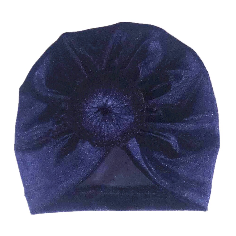 Småbørn piger børn baby fløjl donut hat stor sløjfe hårbånd pandebånd stretch turban knude hoved wrap: Flåde