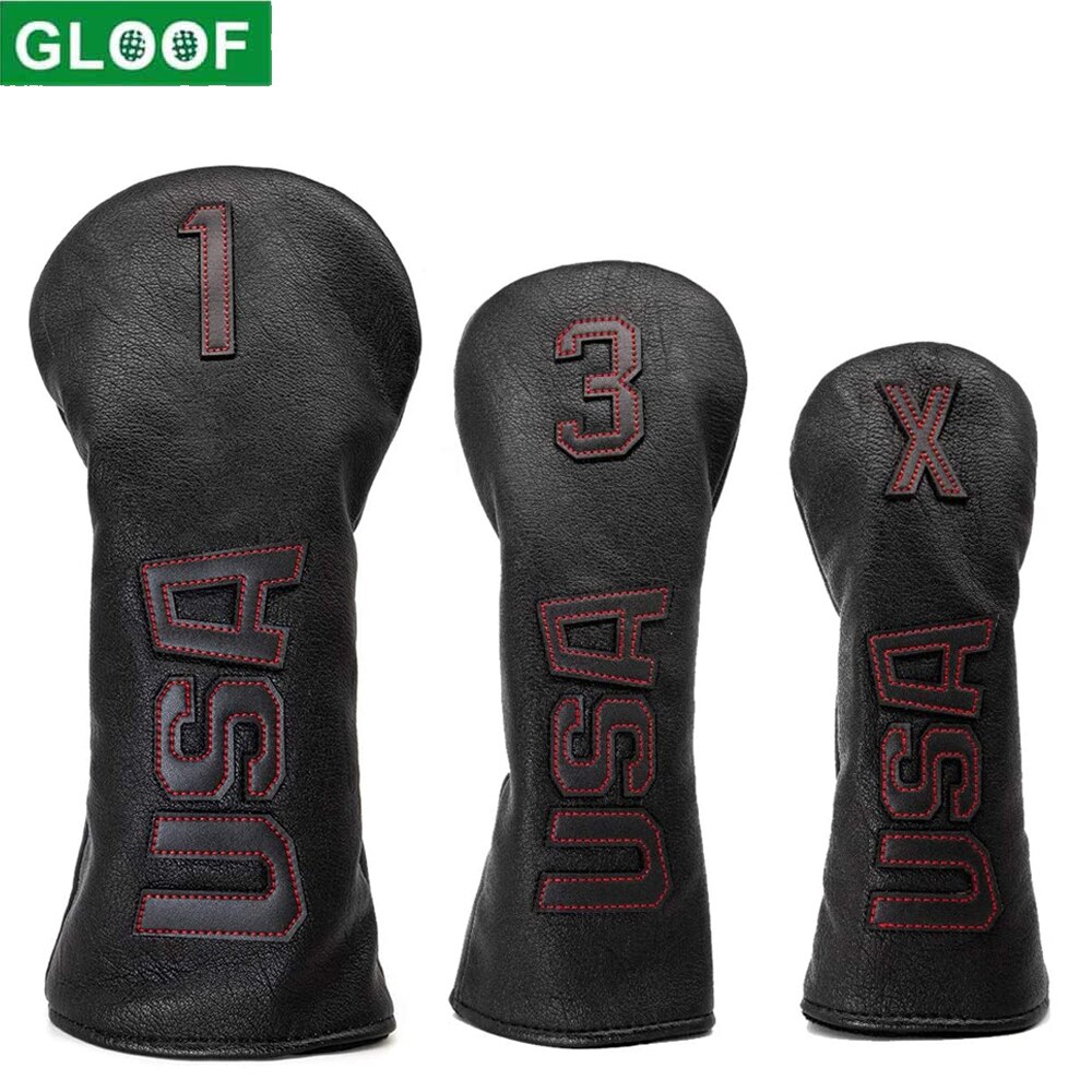 Golf Fahrer Kopf Abdeckungen, Golf Fairway Headcover Abdeckung, golf Holz Headcovers USA Rettungs Schwarz Kühl Dicke Leder Gut-Made