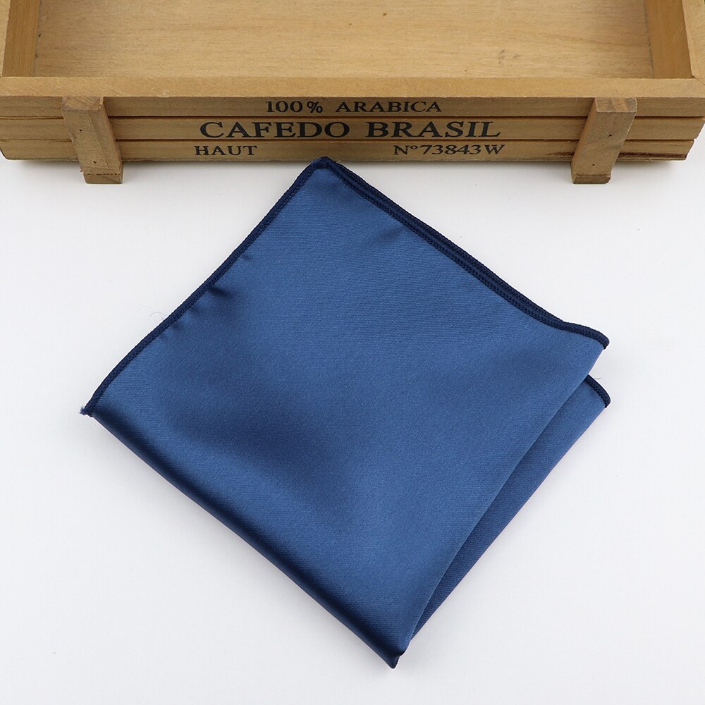 Mouchoir de poche carré en Polyester de couleur unie pour hommes, accessoire de mariage, classique, vert, bleu marine, à la , 23x23CM: 14