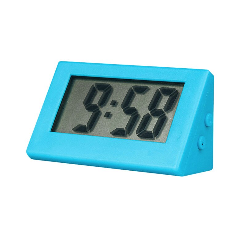 Mini reloj Digital pequeño para escritorio de coche, medidores, Mini pantalla LCD Digital, reloj electrónico de viaje para el hogar y la Oficina, relojes de escritorio: Azul