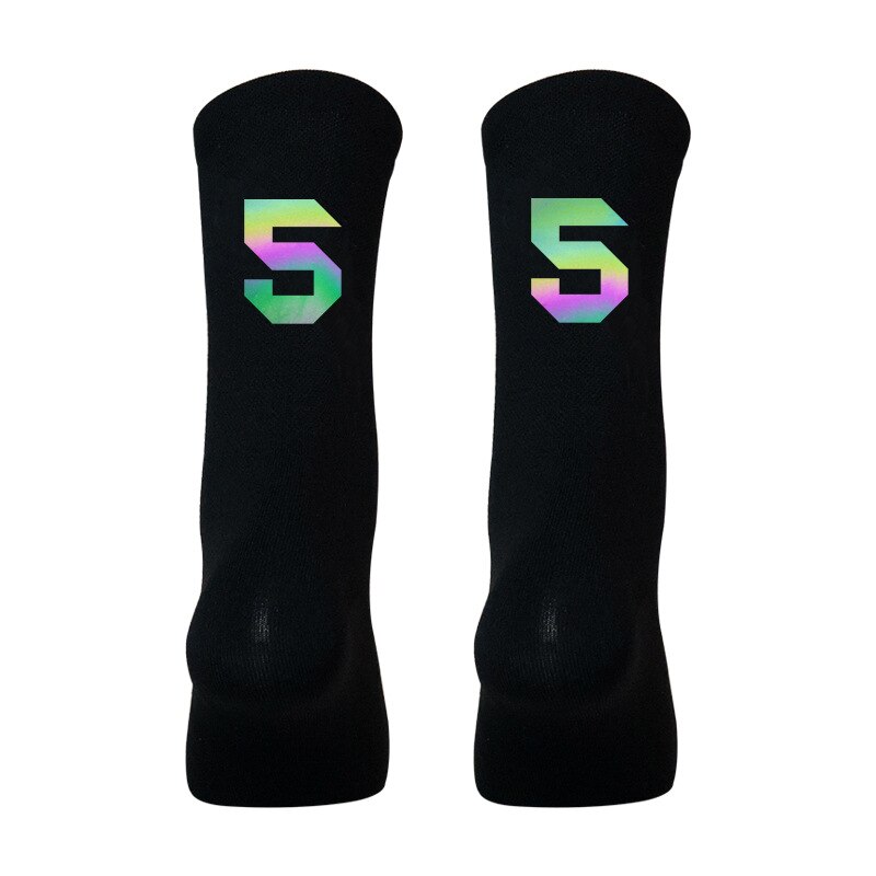 1 para kolorowe odblaskowe skarpety rowerowe sporty rowerowe oddychające szybkie suche Knitting Mid-tube wiosna letnie skarpetki damskie i męskie: BLACK05