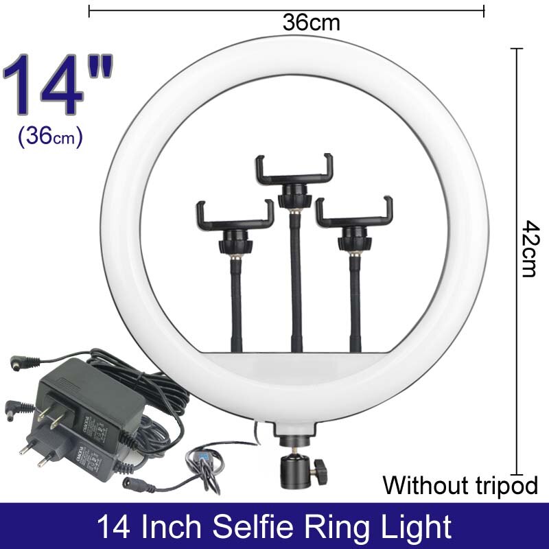 Fotografie Lamp Licht Ring Met Telefoon Houder Selfie Usb Plug Dimbare 6 8 10 12 14 Inch Beschikbaar In verschillende Maten: 14 inch only light 3