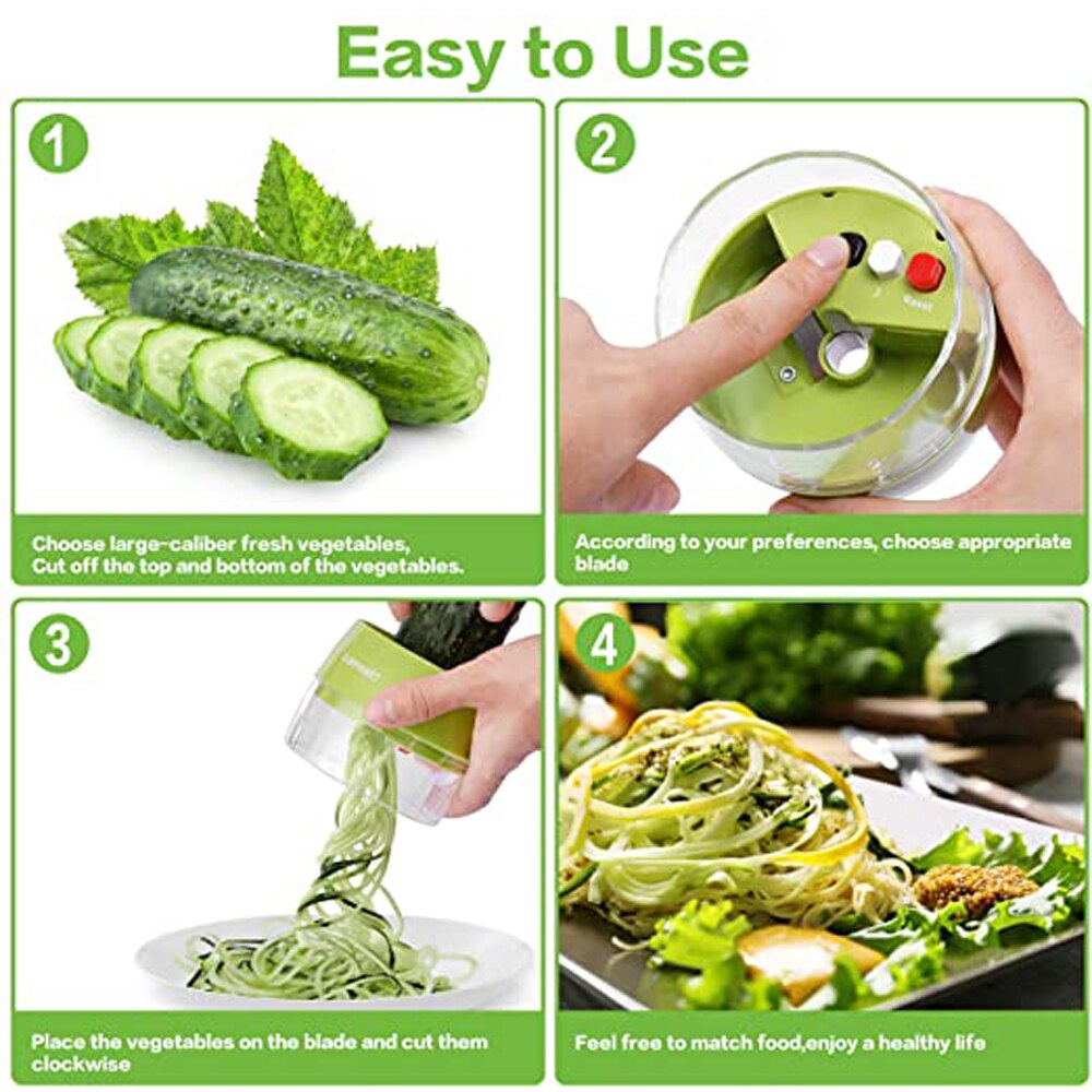 Handheld Spiralizer Vegetable Slicer,3 in 1Heavy Duty Veggie Spiral Cutter,For Carrot, Fruit,Salad Noodle Spaghetti Zucchini