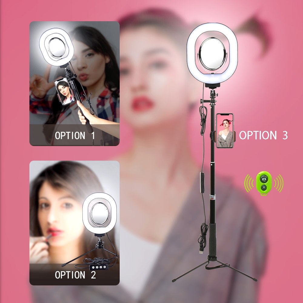 Yizhestudio 3500-5500k fotografia możliwość przyciemniania doprowadziło Selfie lampa pierścieniowa z uchwytem telefonu wtyczka USB statyw bezstopniowa lampa leddo smartfona