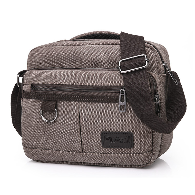 Casual Men's Messenger Bag Men Crossbody Shoulder Bags Male Canvas Travel Packs Top-handle Handbag: Coffee