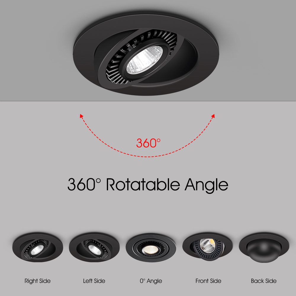 Dimbar led-downlight infälld led-spotlight för taket 5w 7w 12w 220v nedåtriktad lampa, 360 grader roterbar rumsbelysning, lampa