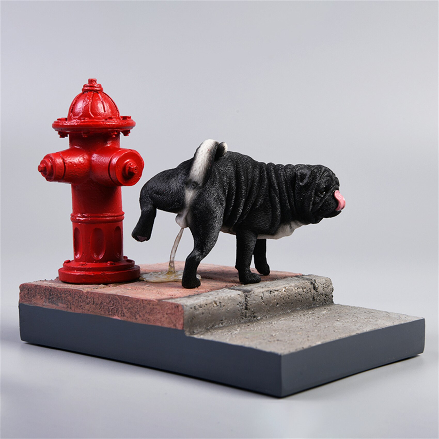 JXK 1/6 Funny Pug Figure Dog with Base Pet Healing Figure Cute Canidae Animal Collector Toy Resin Desktop Decoration: 069E