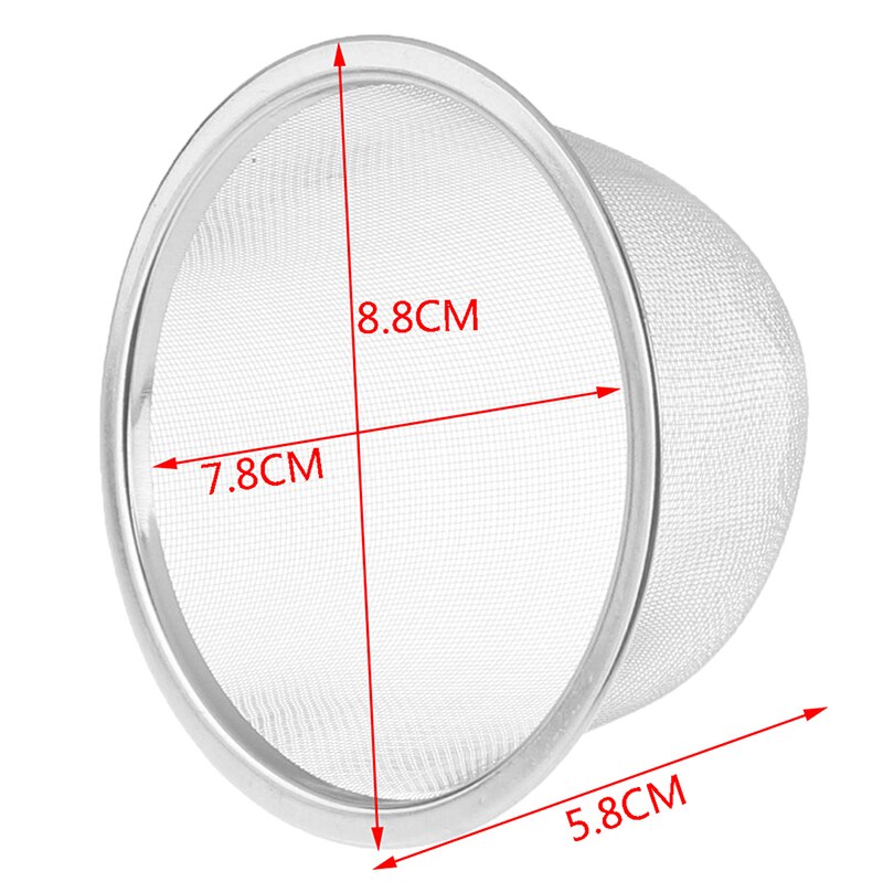 Genanvendelig diameter 5-9.5cm rustfrit stål mesh te infusionsfilter tekande te blad krydderi filter drinkware køkken tilbehør: 8.8cm