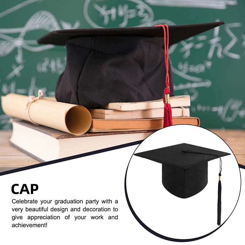 Graduation Hat Black Adult Bachelor Caps with Tassels University Master Congratulation Graduation Party Decoration Supplies