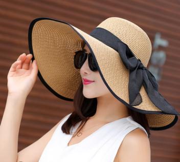 24colors Womens Sun Straw Hat Wide Brim UPF 50 Summer Hat Foldable Roll up Floppy Beach Hats for Women Big Bowknot: 15