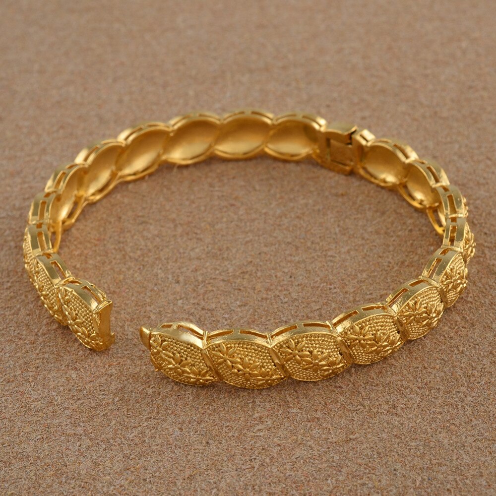 Anniyo Nahen Osten Arabischen Dubai Armreif Armbinde für Frauen Afrikanische Gold Farbe Schmuck modisch (4 teile/los) #117806